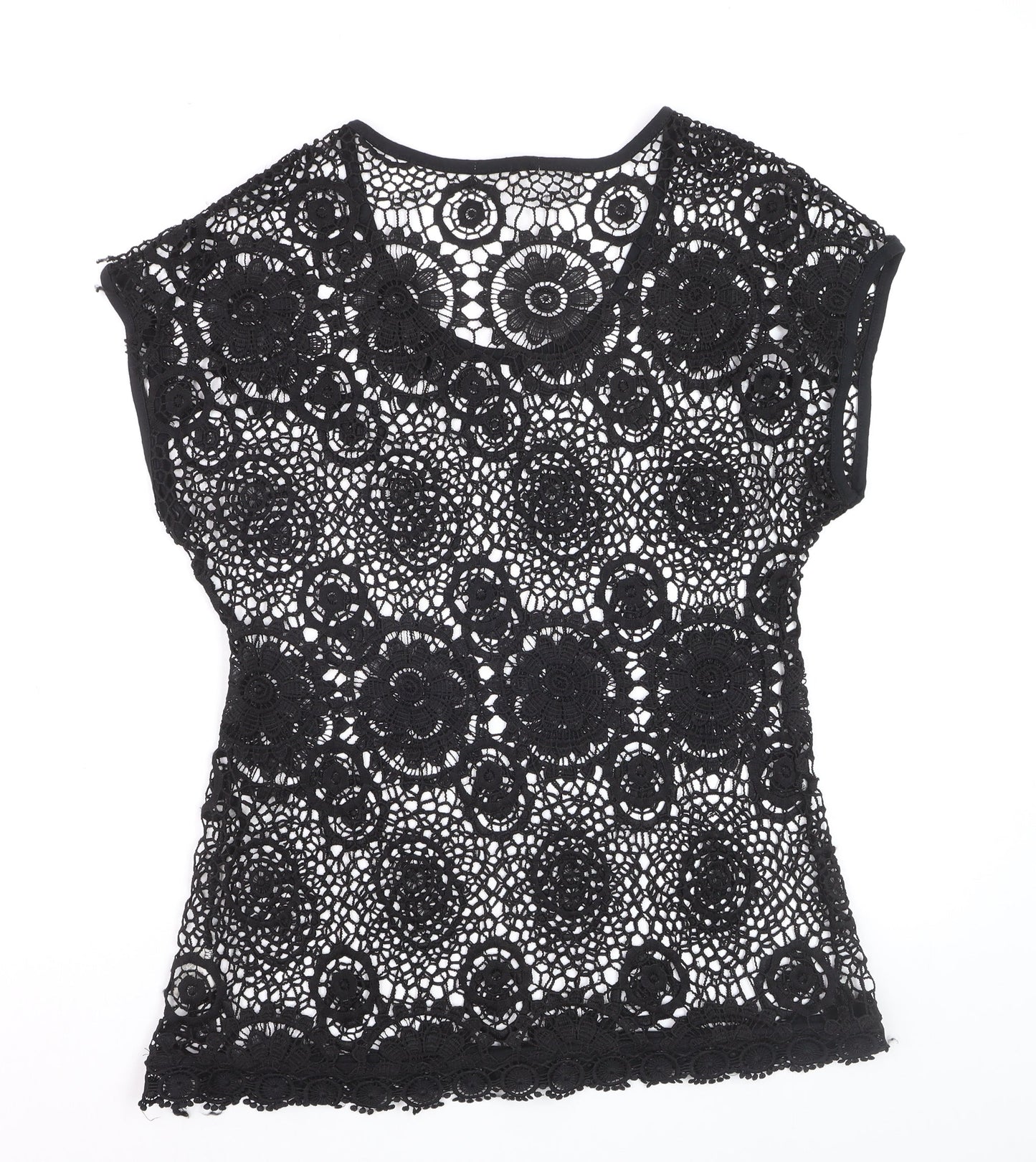 Warehouse One Women’s Black Crochet Lace Blouse Size M
