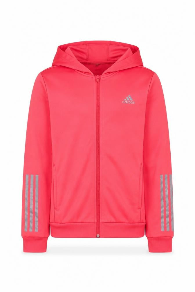 Adidas Girls Pink Hooded Track Jacket 13-14 Years Lightweight Climalite