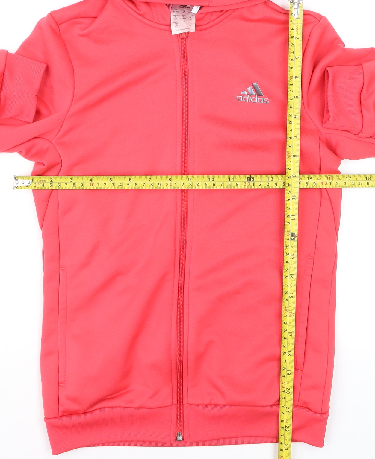 Adidas Girls Pink Hooded Track Jacket 13-14 Years Lightweight Climalite