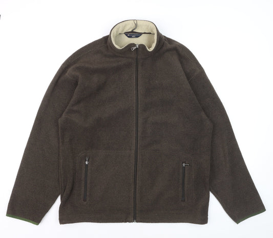 Marks and Spencer Men's Brown Fleece Jacket Medium Full Zip Outdoor