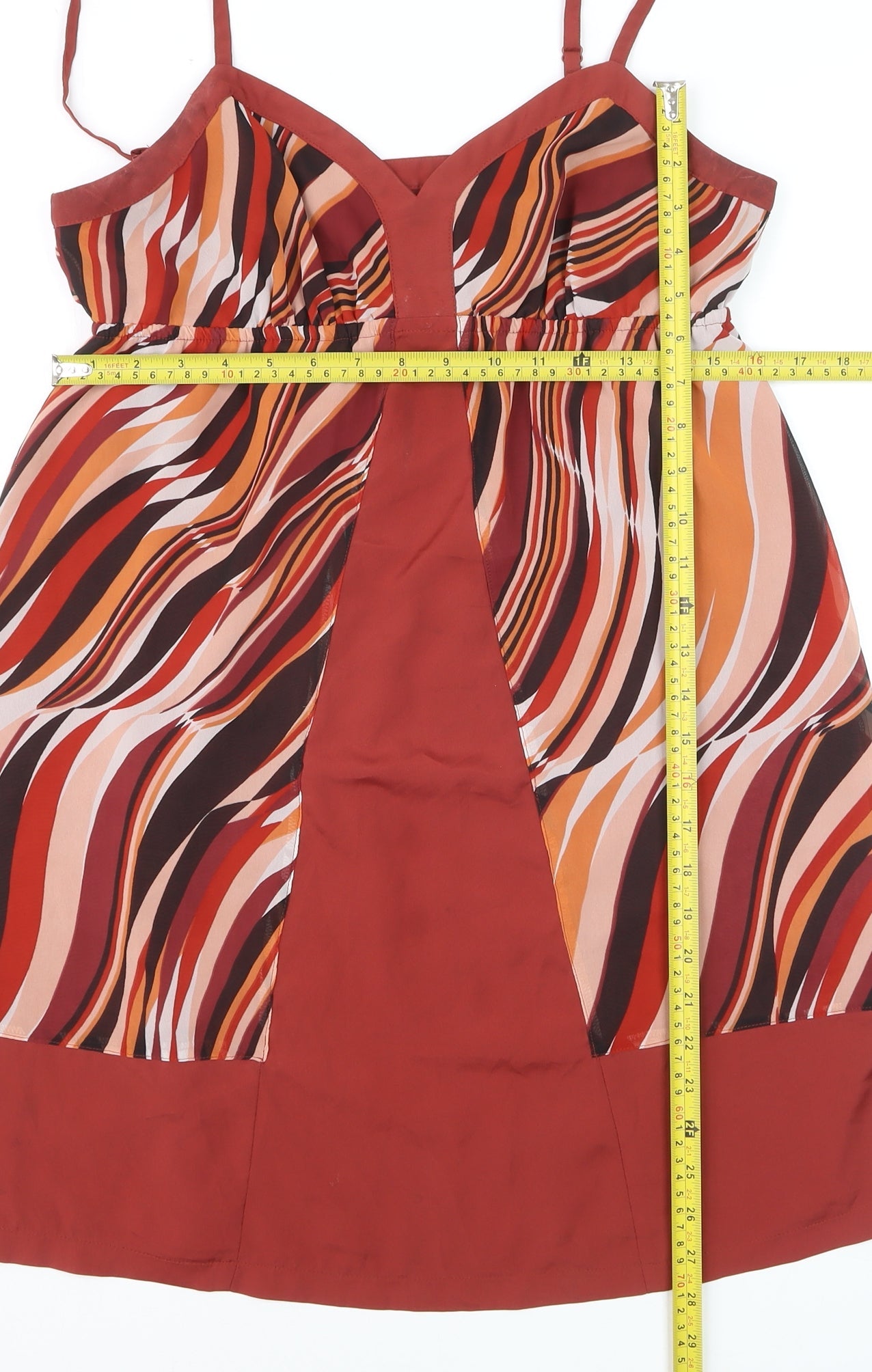ELLE Women Multicoloured M Slip Dress Retro Style V-Neck