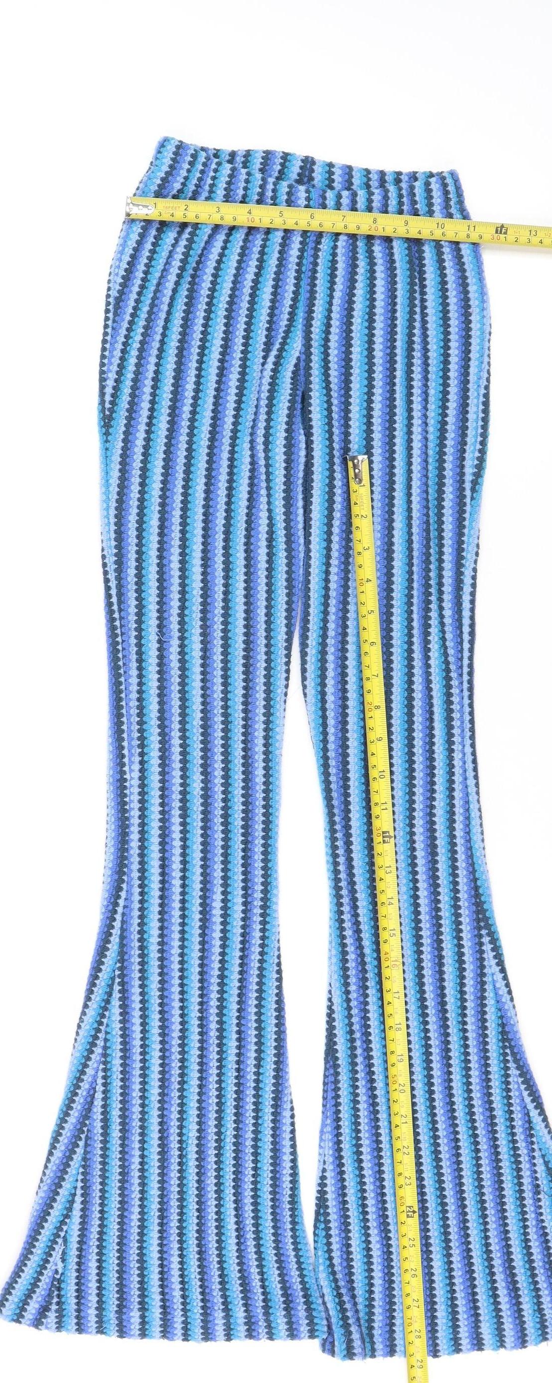 Urban Outfitters Women's Blue Striped Flared Knit Trousers XS