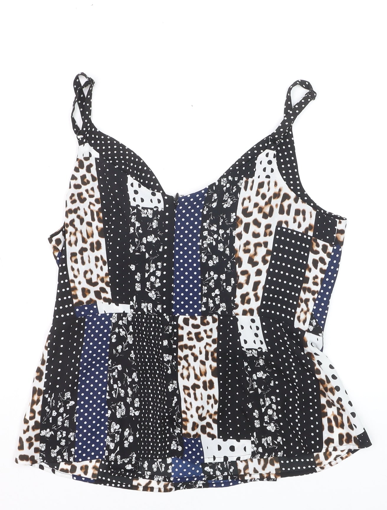 Cabi Women’s Multicoloured Camisole Top Size 10 Animal Polka Zip