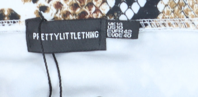 PrettyLittleThing Women’s Brown Snake Print Mini Skirt Size 14