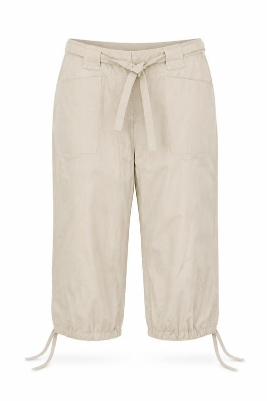 Esprit Women Beige Capri Trousers Size 14 Belted Lightweight Casual
