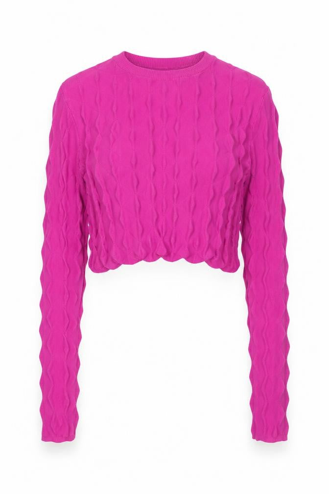 Urban Outfitters Women's Pink Textured Knit Crew Neck Jumper Size S