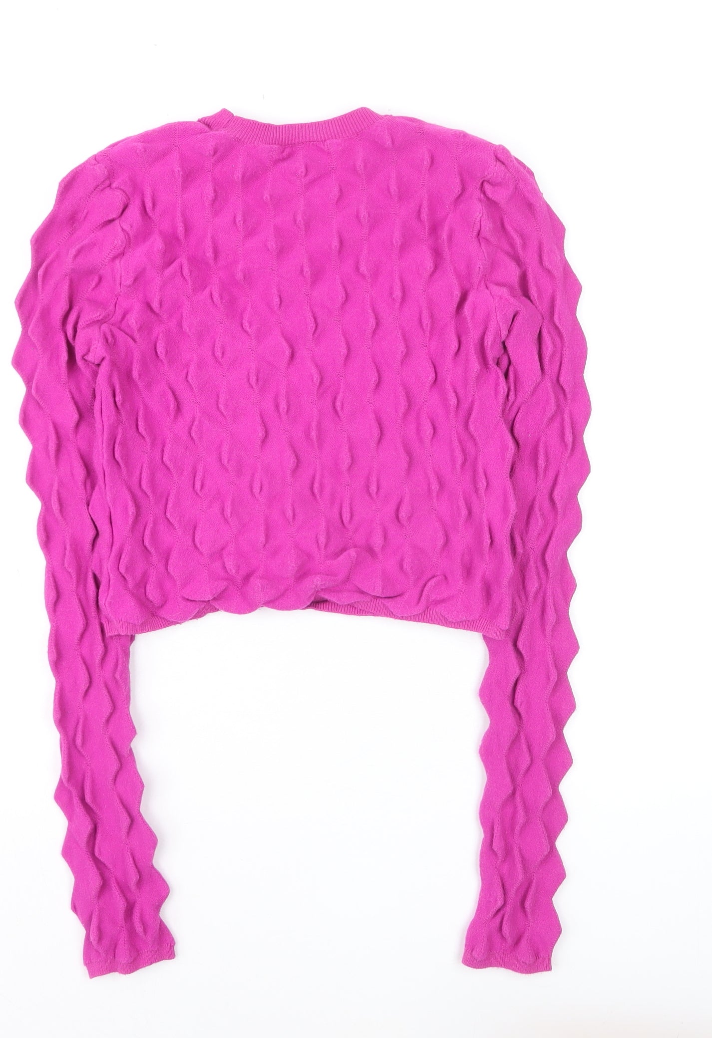Urban Outfitters Women's Pink Textured Knit Crew Neck Jumper Size S