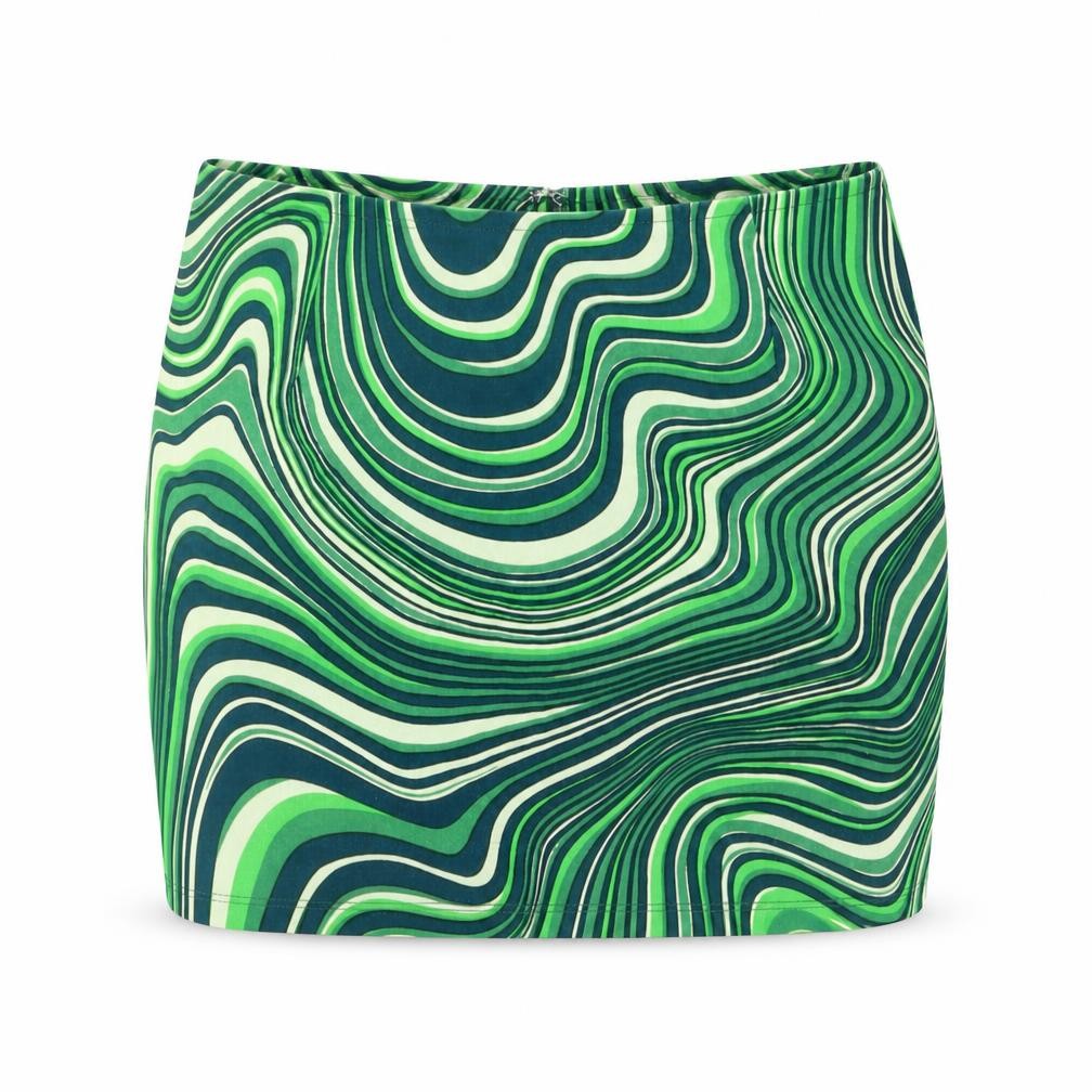 Motel Rocks Women Green Geometric Mini Pencil Skirt Size S