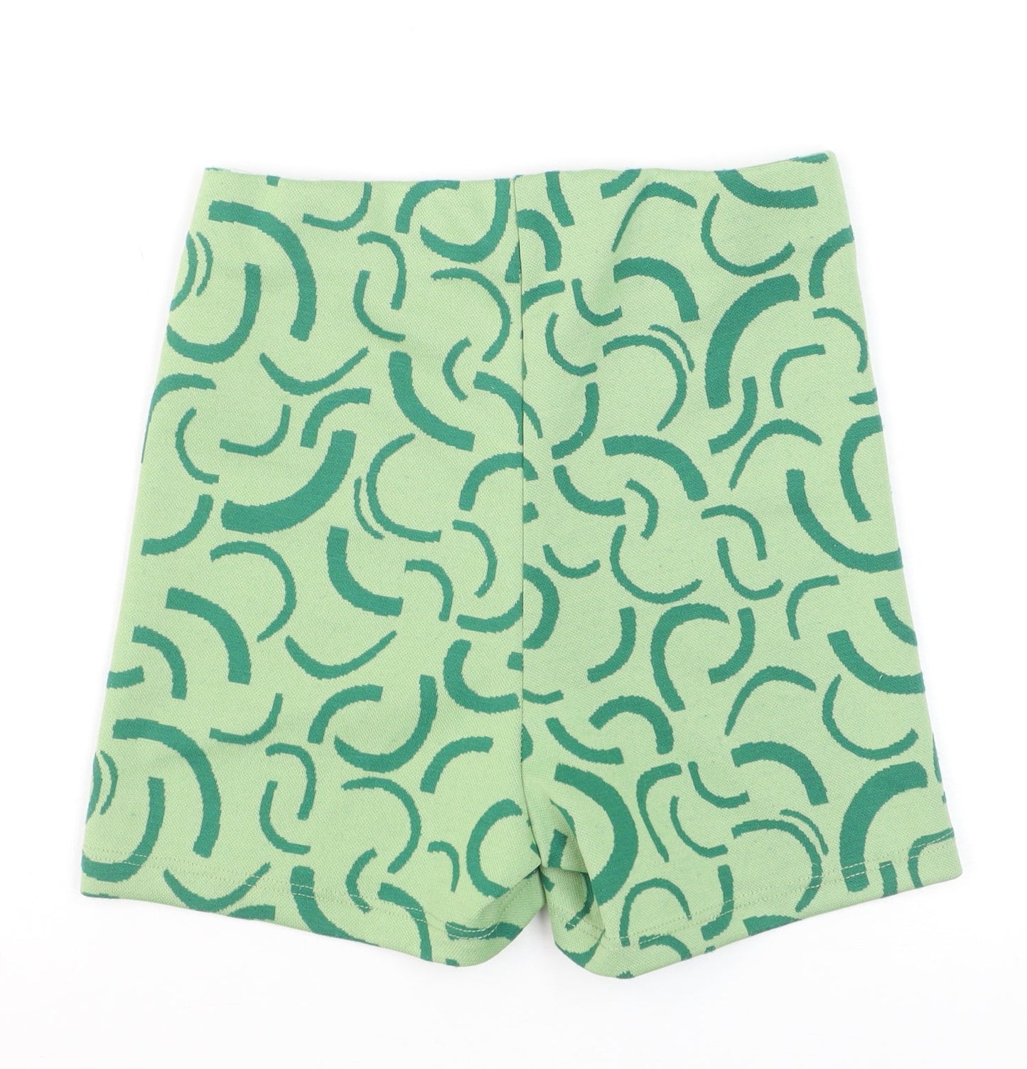 Bershka Women Green Geometric Knit Biker Shorts XS