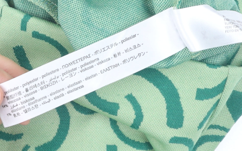 Bershka Women Green Geometric Knit Biker Shorts XS