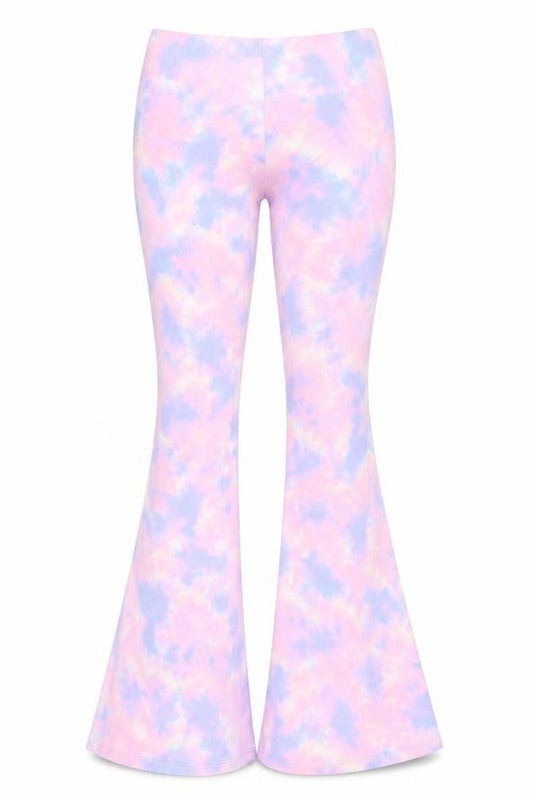 Boohoo Womens Multicoloured Flared Tie-Dye Trousers Size 8