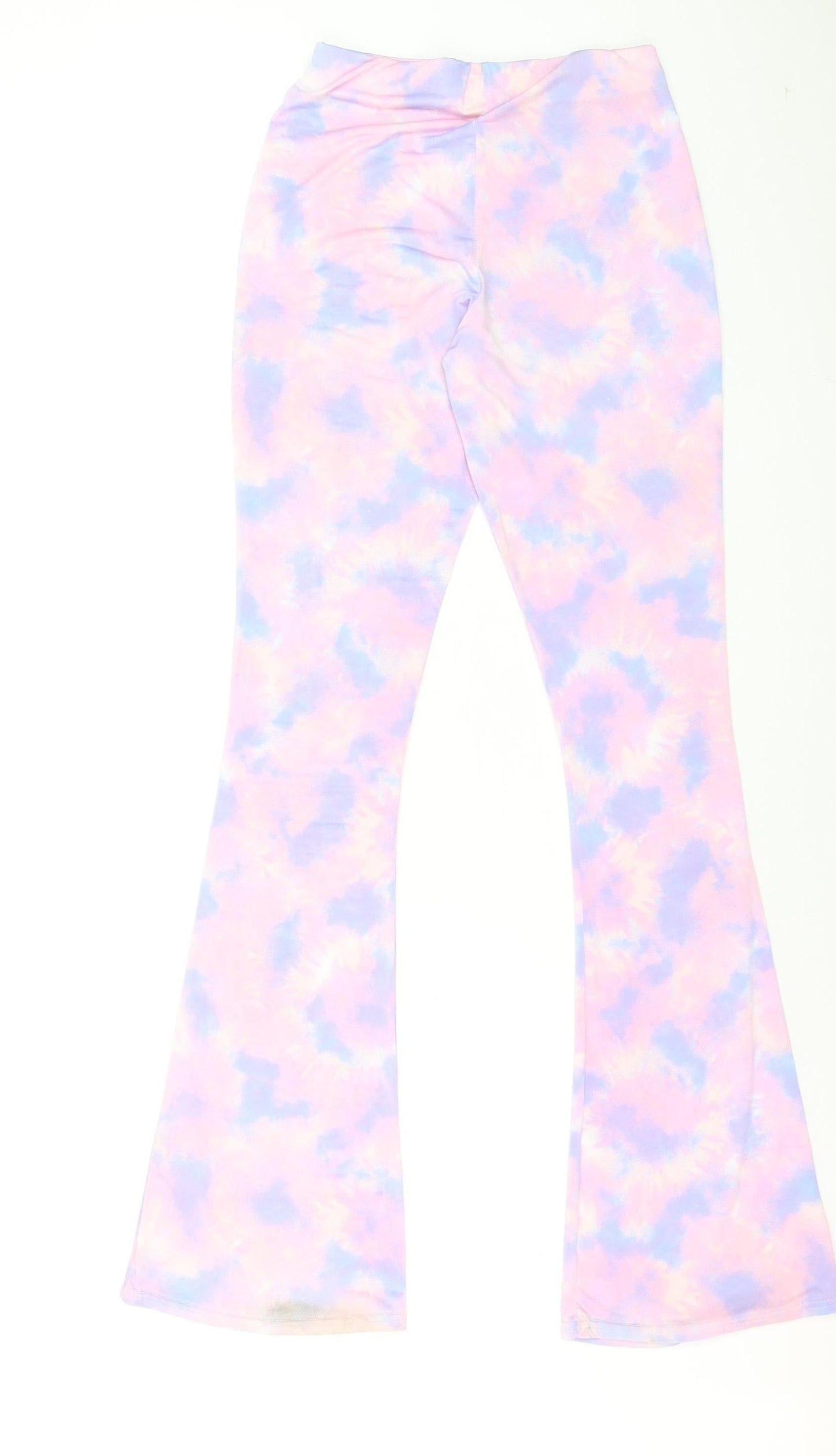 Boohoo Womens Multicoloured Flared Tie-Dye Trousers Size 8
