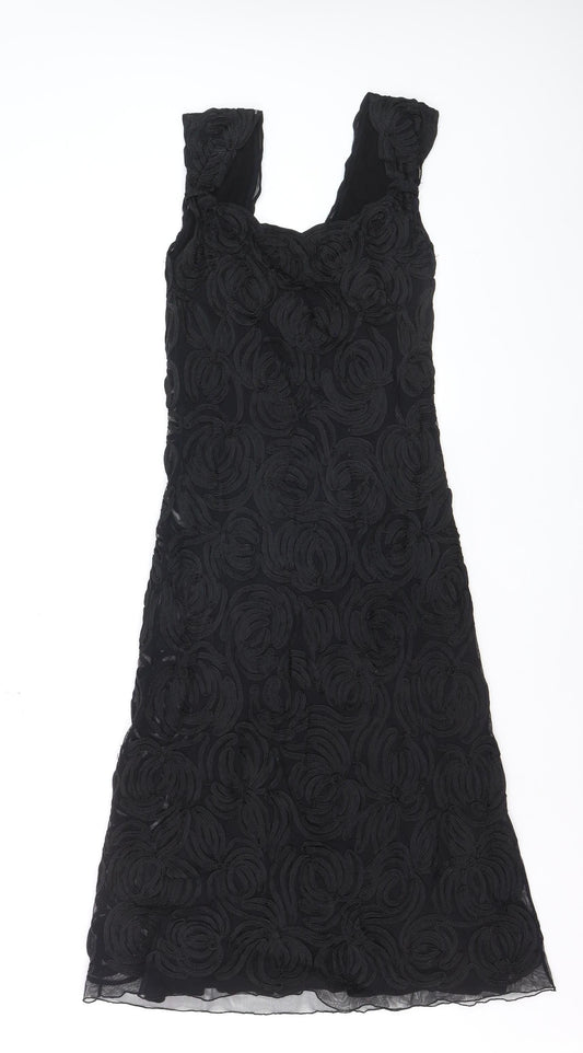 Phase Eight Women Black Size 10 Sheath Lace Embroidered Dress