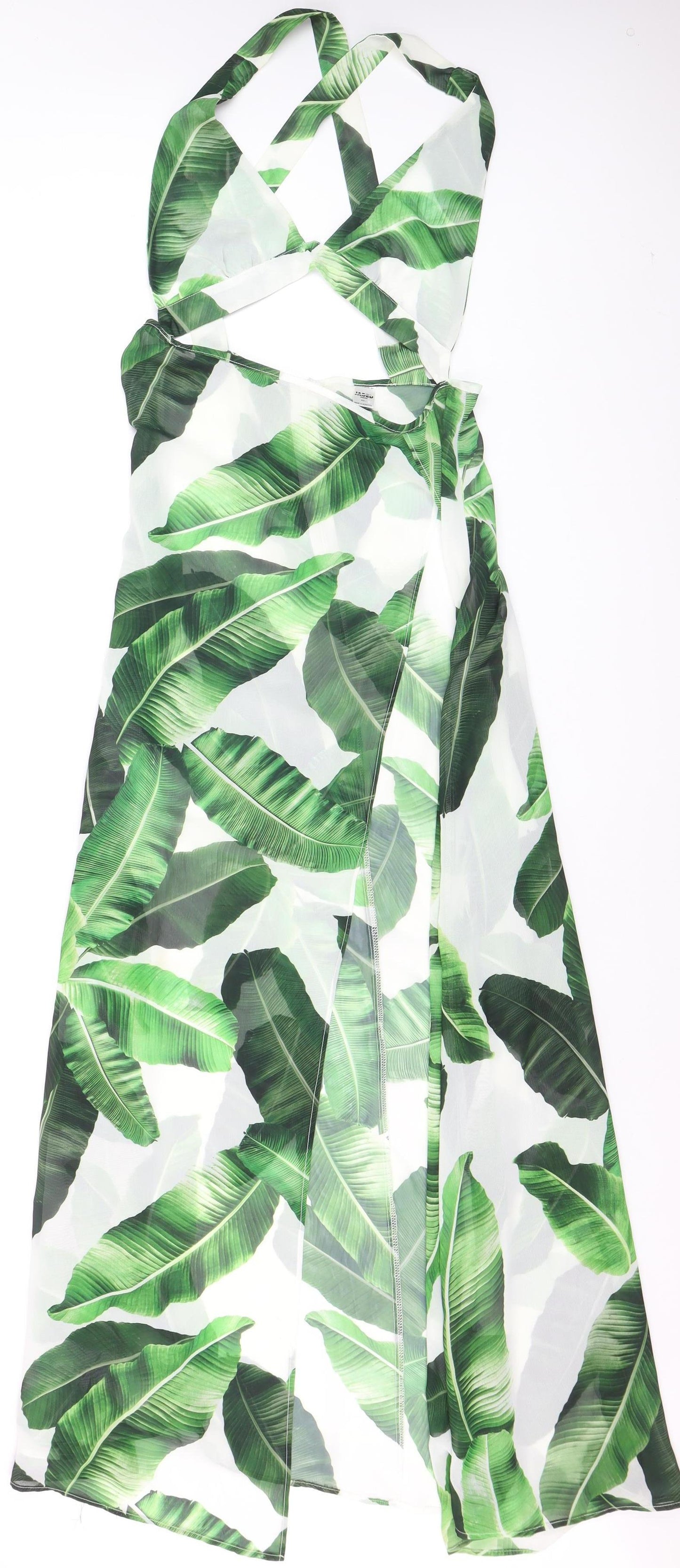 Jaded London Women’s Green Tropical Maxi Halter Dress Size L