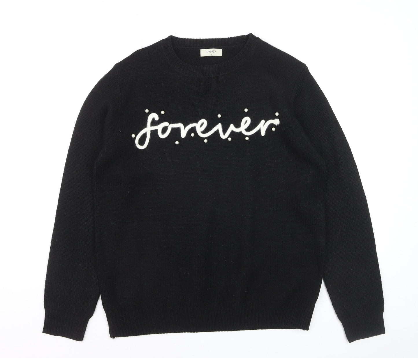 Papaya Women’s Black 'Forever' Beaded Knit Jumper Size M