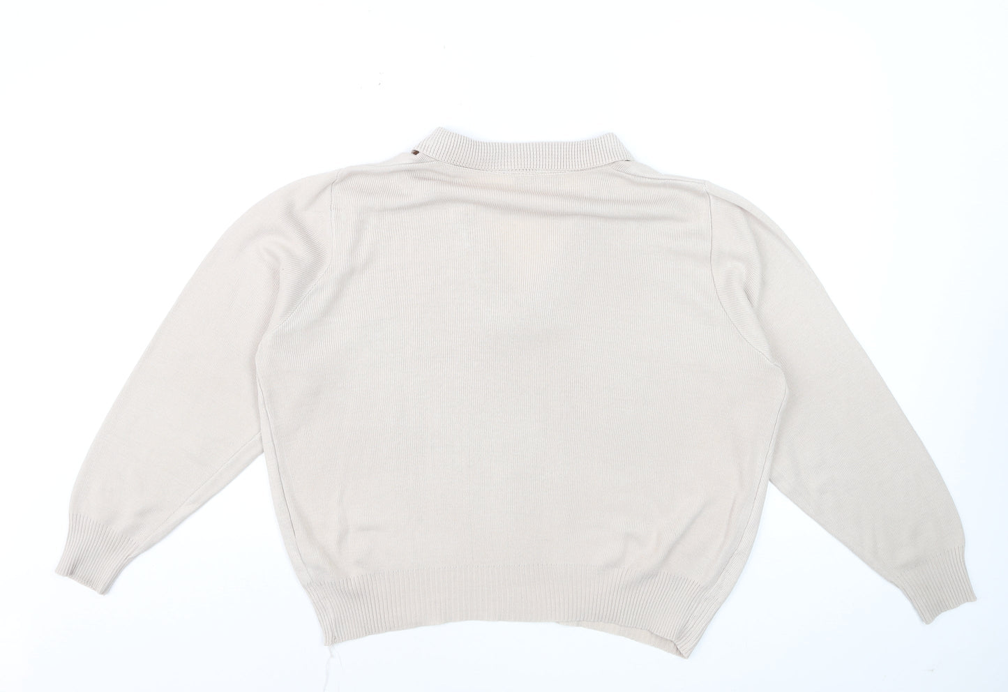 Moffat Woollens Womens Beige V-Neck Acrylic Jumper Size 12