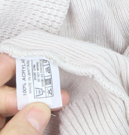 Moffat Woollens Womens Beige V-Neck Acrylic Jumper Size 12