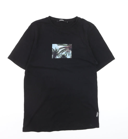 Jaded London Women's Black Palm Print Cotton T-Shirt - M