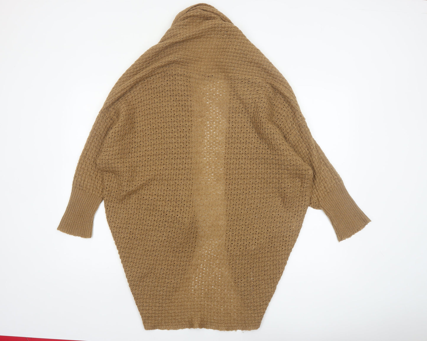 Miss Selfridge Women Beige Size 12 Chunky Knit Open Cardigan