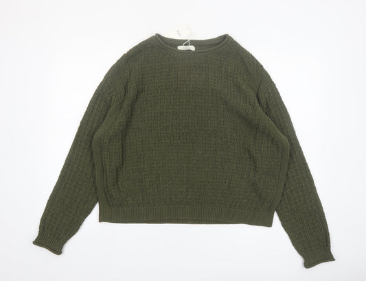Marks and Spencer Womens Green Cotton Knit Jumper L
