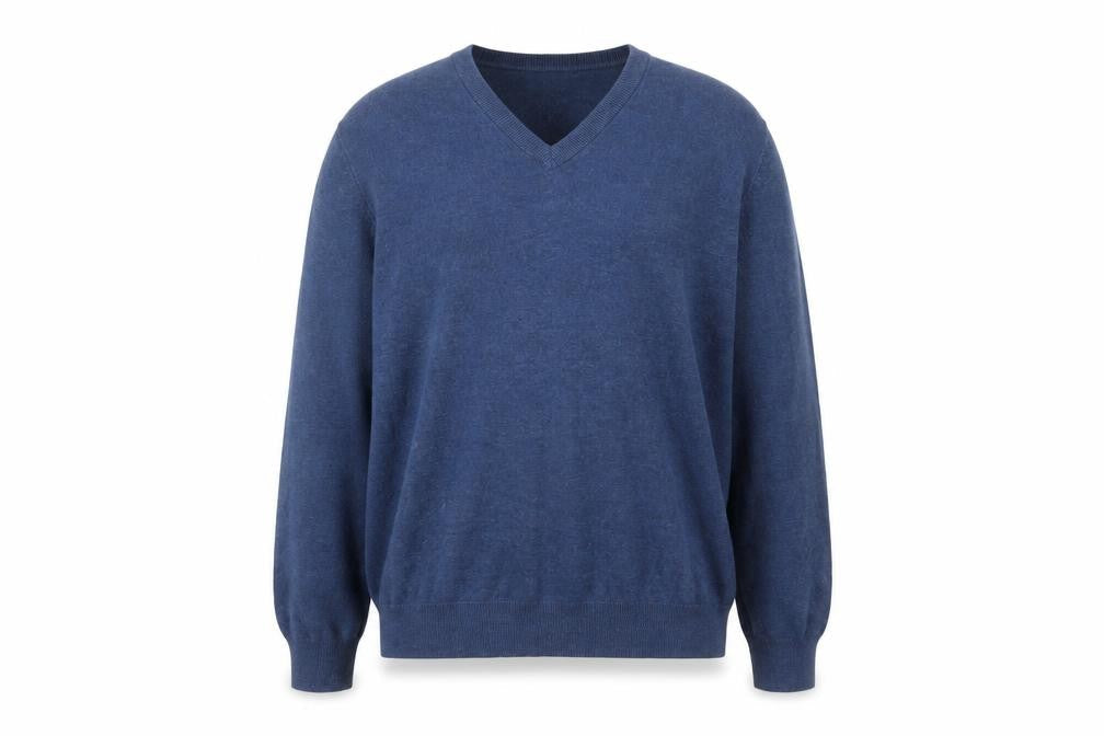 Marks & Spencer Men's Blue V-Neck Cotton Jumper XL