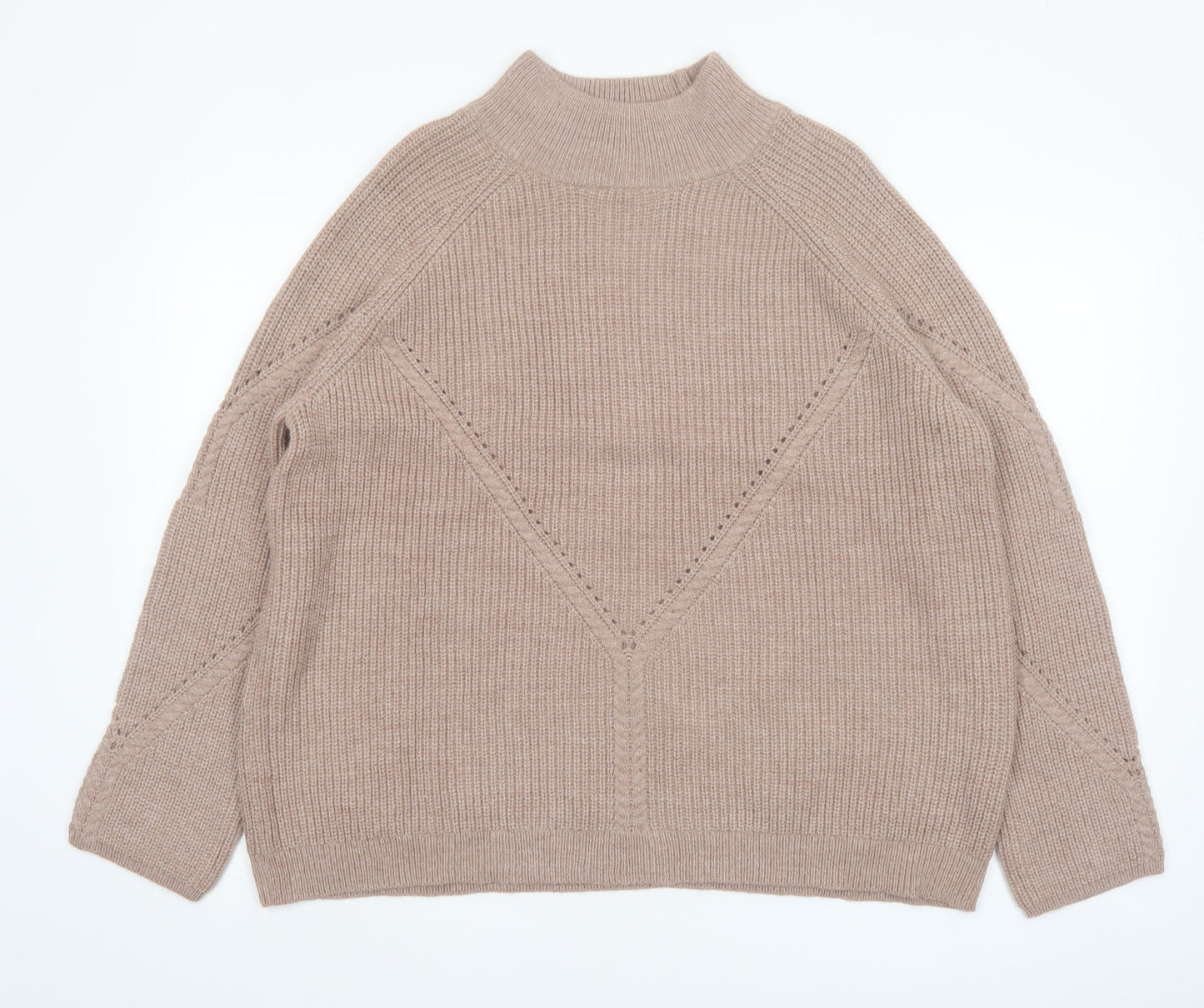 Wallis Women’s Beige Mock Neck Knit Jumper Size L