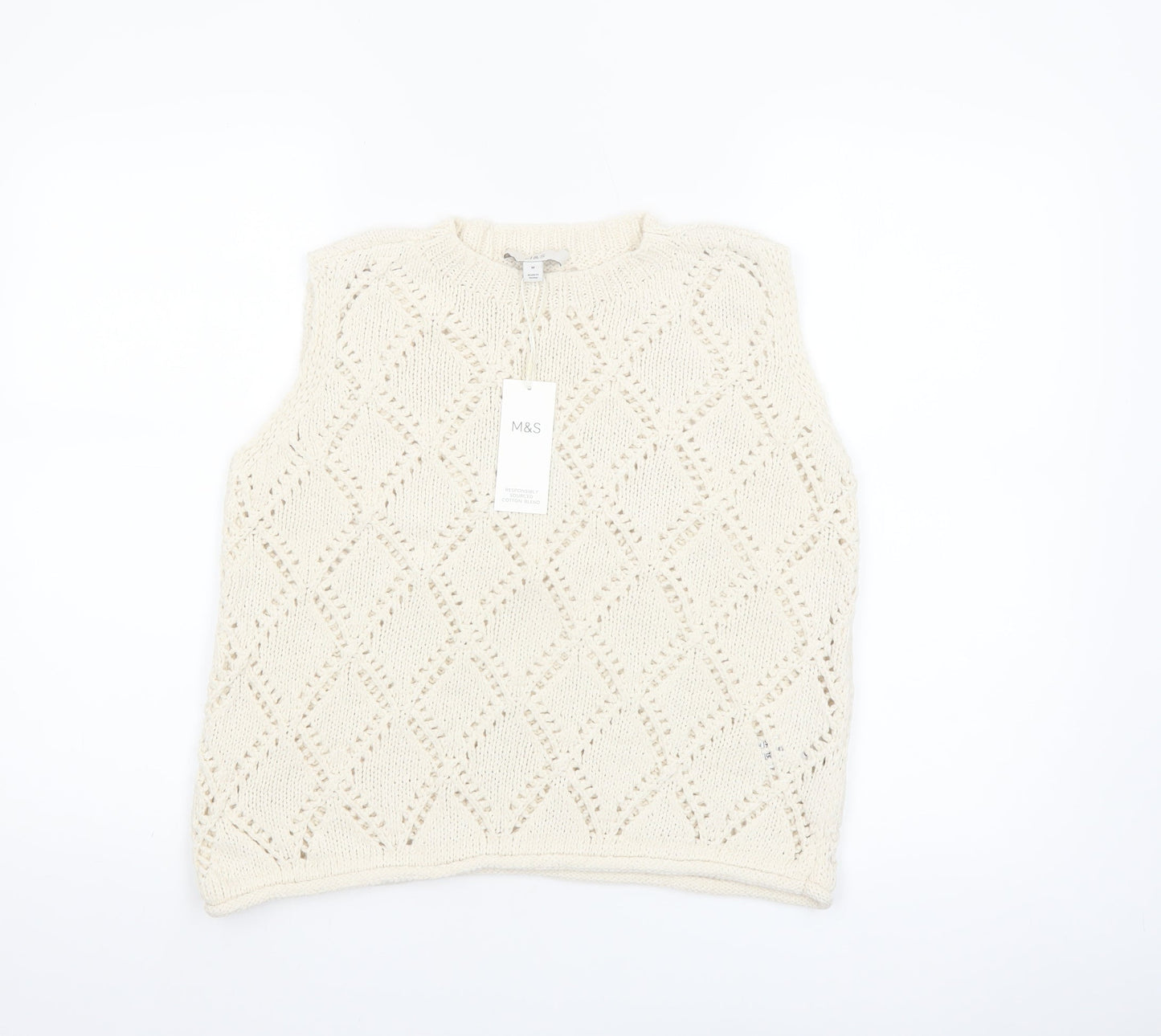 Marks and Spencer Women’s Ivory Knit Sleeveless Tank M