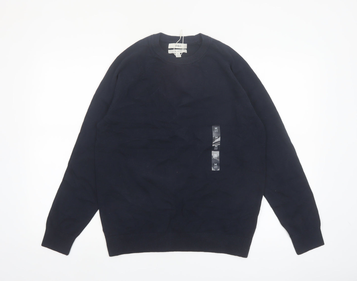 Marks and Spencer Men's Blue Pure Cotton Crew Neck Jumper M