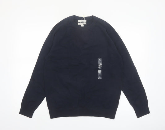 Marks and Spencer Men's Blue Pure Cotton Crew Neck Jumper M