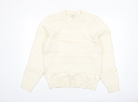 Marks and Spencer Men's Ivory Crew Neck Knit Jumper S Regular Fit