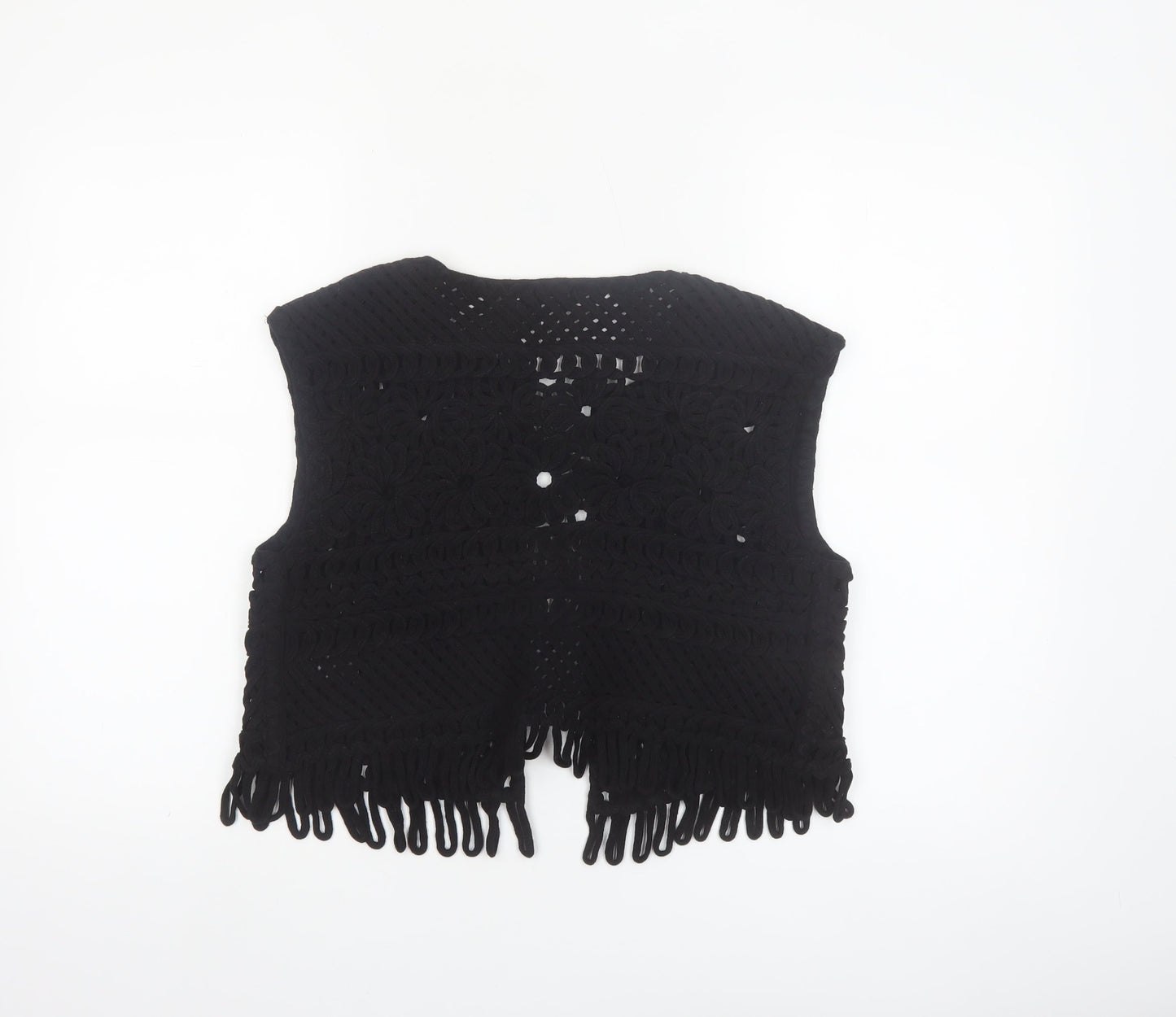Marks and Spencer Womens Black Crochet Fringe Vest M