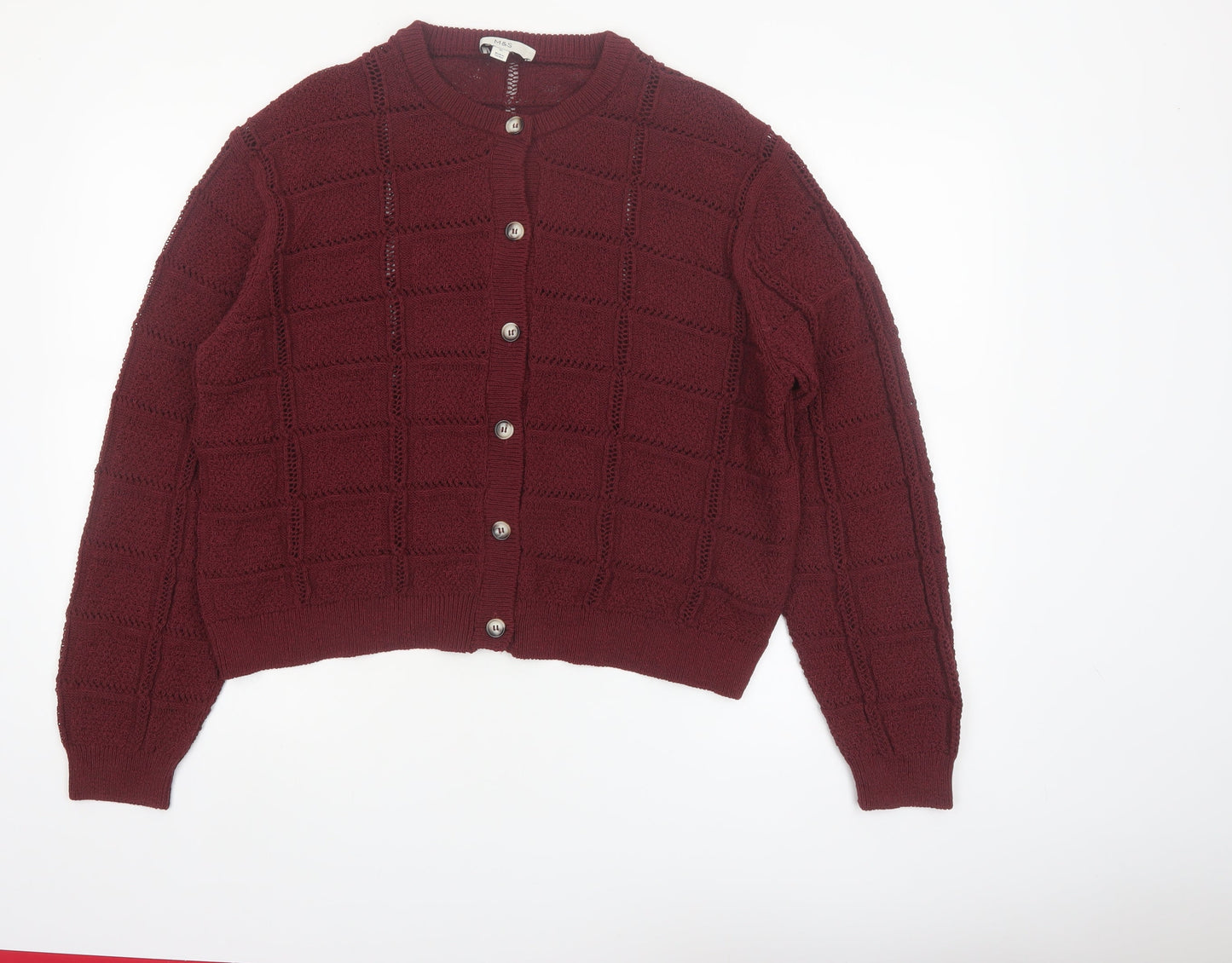 Marks and Spencer Women Red XL Knit Cardigan Crew Neck Jumper