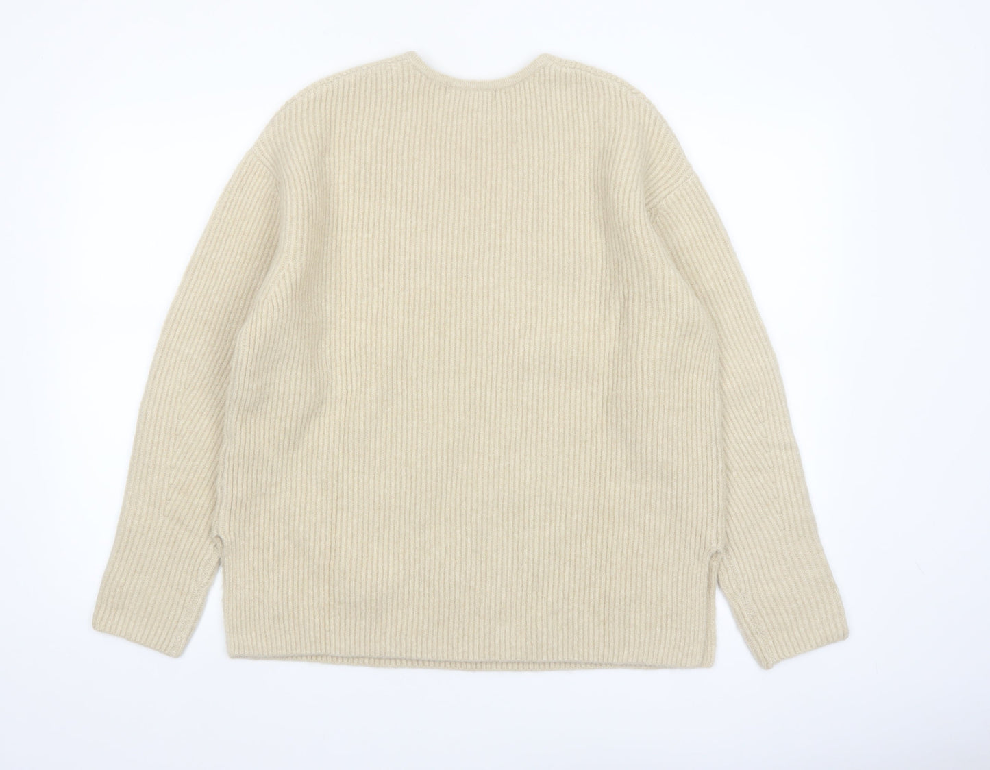 Marks and Spencer Womens Beige V-Neck Knit Jumper M
