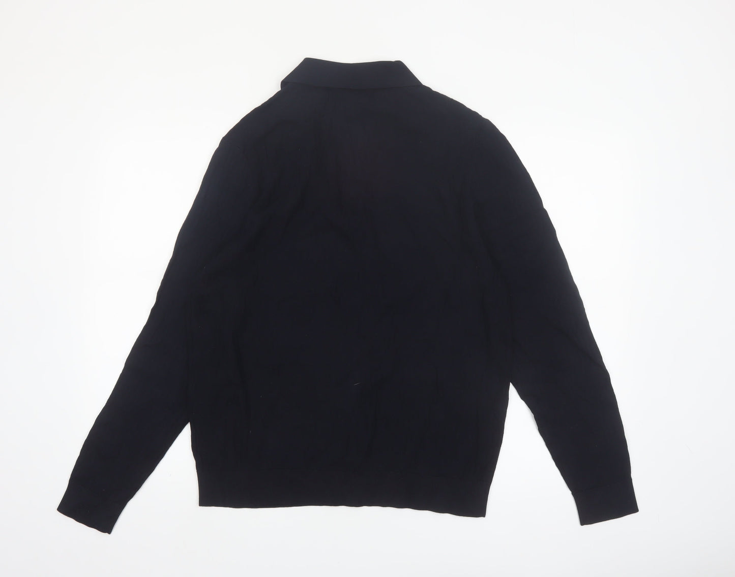 Marks and Spencer Men’s Black Cotton Modal Collared Henley Jumper L
