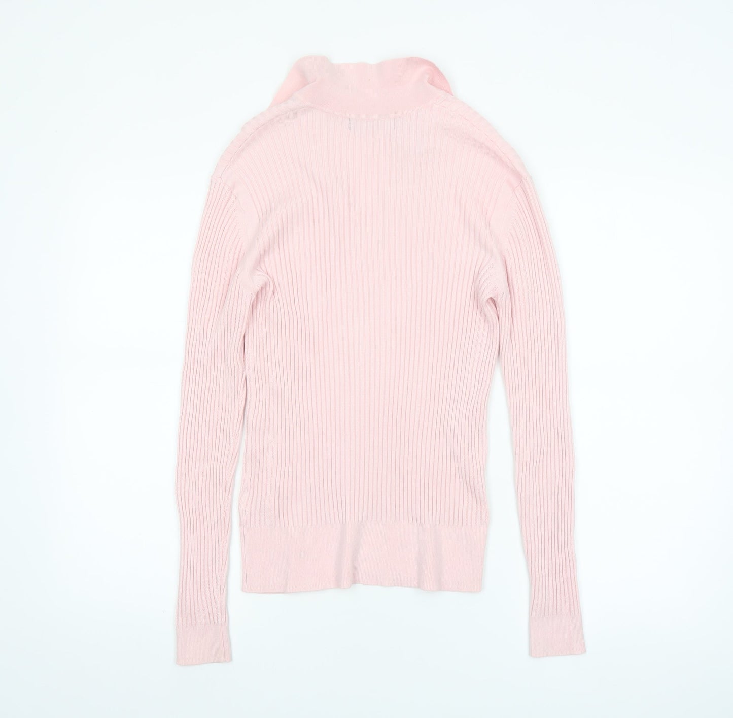 Marks and Spencer Women's Pink Collared Ribbed Pullover Jumper Size 10