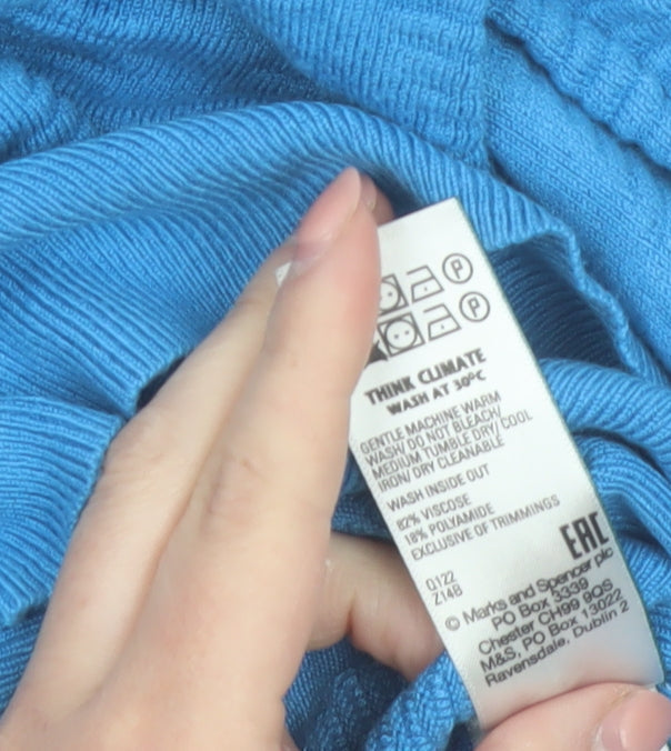 Marks and Spencer Women Blue L Knit Crew Neck Pullover Jumper