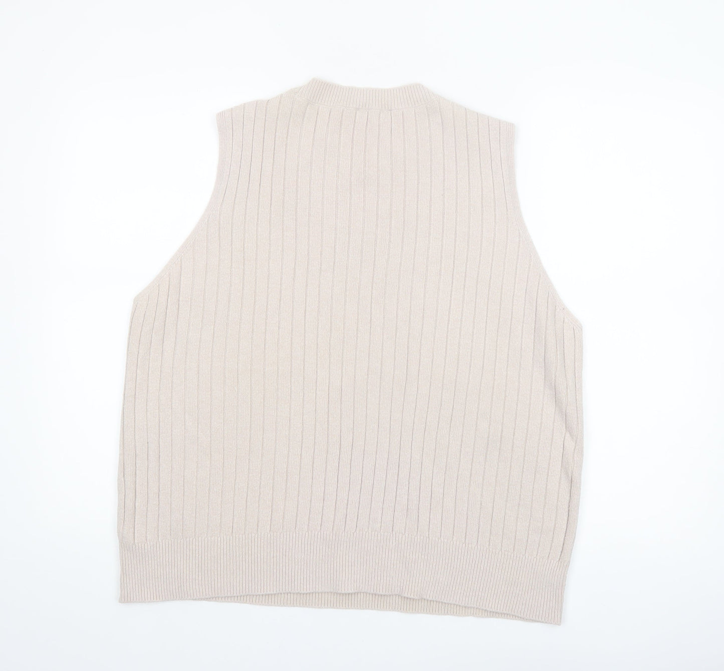 F&F Women Beige Ribbed Knit Sleeveless Vest Jumper Size XL