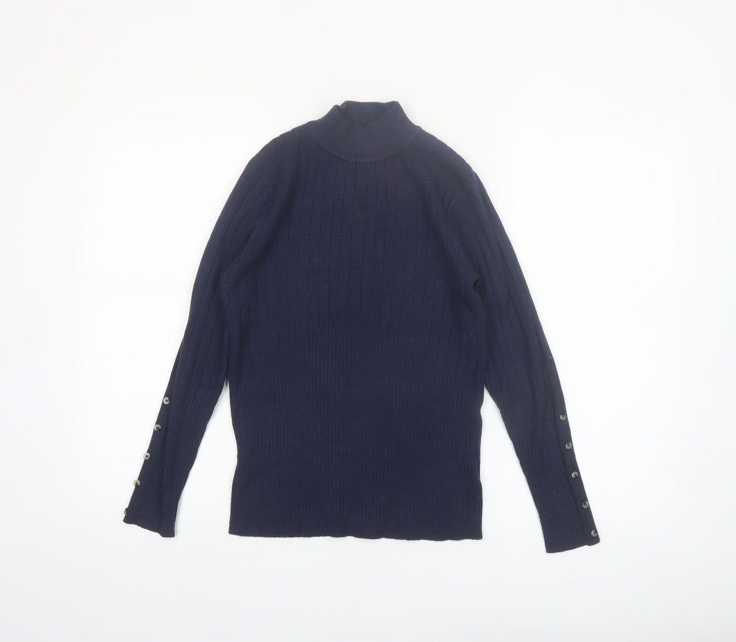 Marks and Spencer Women’s Navy Mock Neck Rib Knit Jumper Size 10