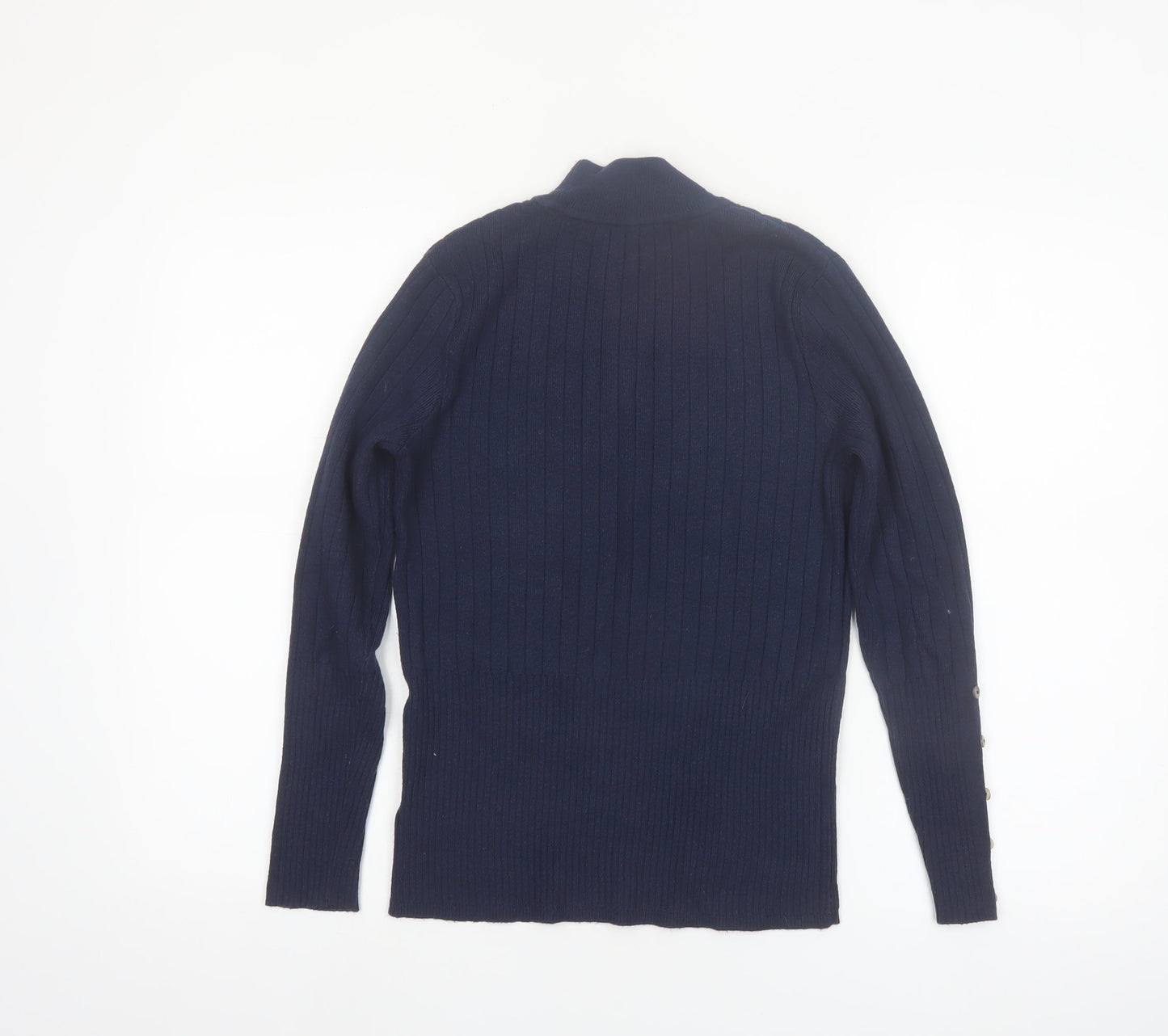 Marks and Spencer Women’s Navy Mock Neck Rib Knit Jumper Size 10