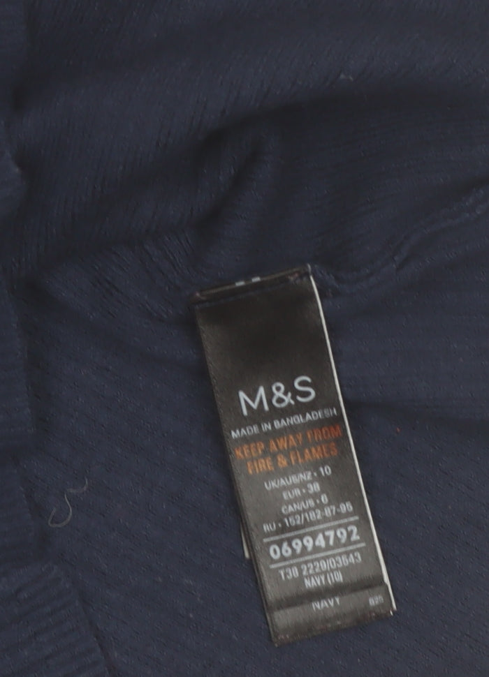 Marks and Spencer Women’s Navy Mock Neck Rib Knit Jumper Size 10