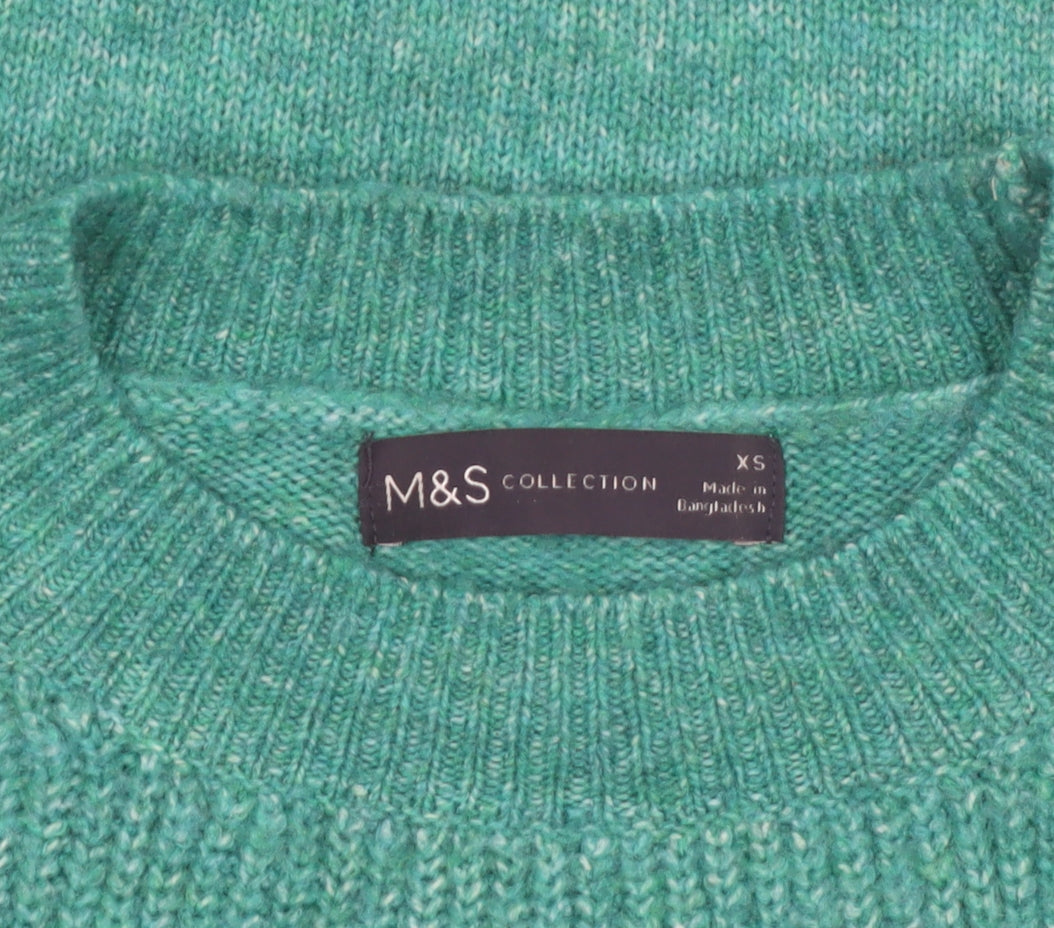 Marks and Spencer Women Green XS Chunky-Knit Crew Neck Jumper