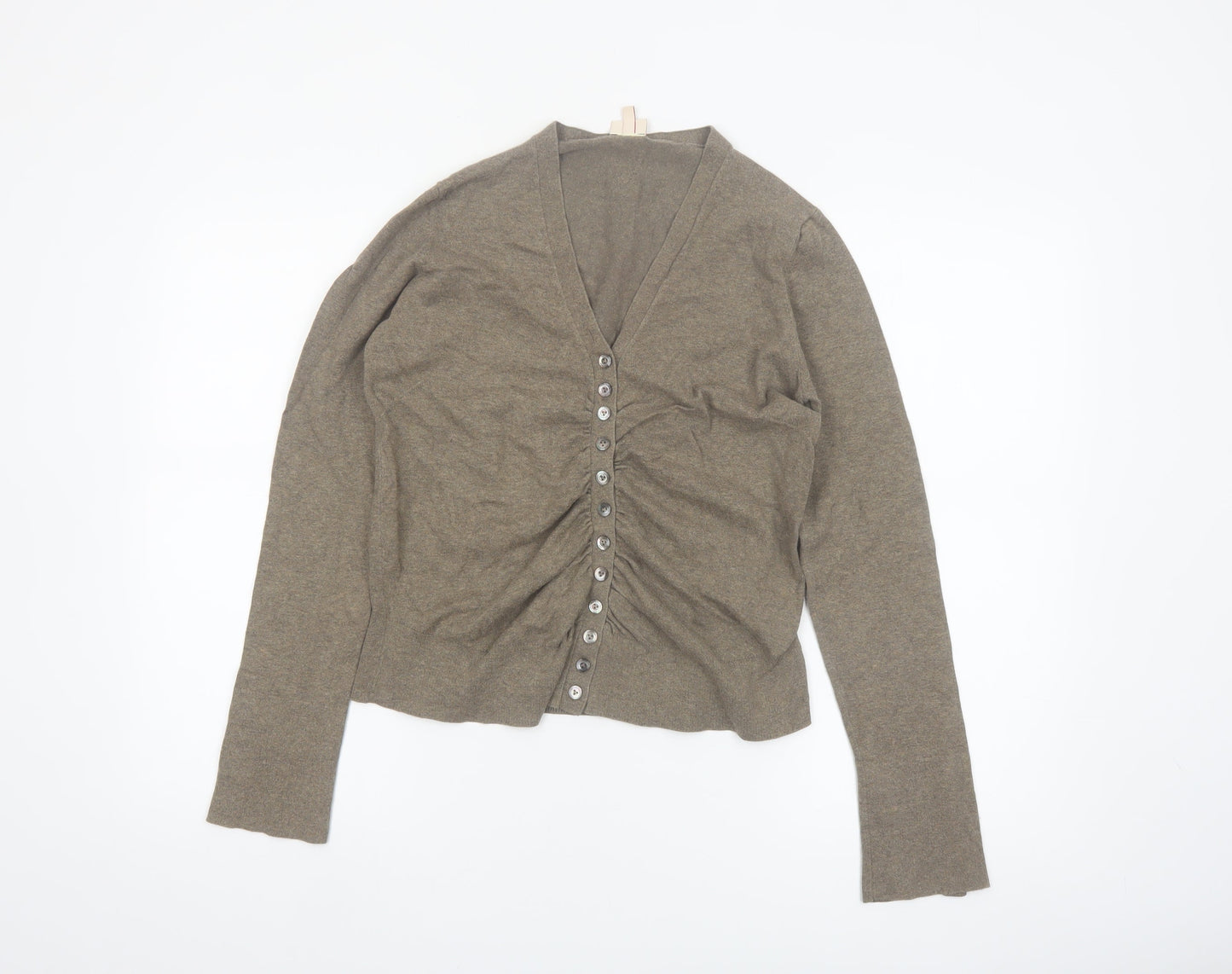 Whistles Womens Brown V-Neck Button Cardigan Size 12