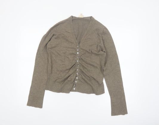 Whistles Womens Brown V-Neck Button Cardigan Size 12