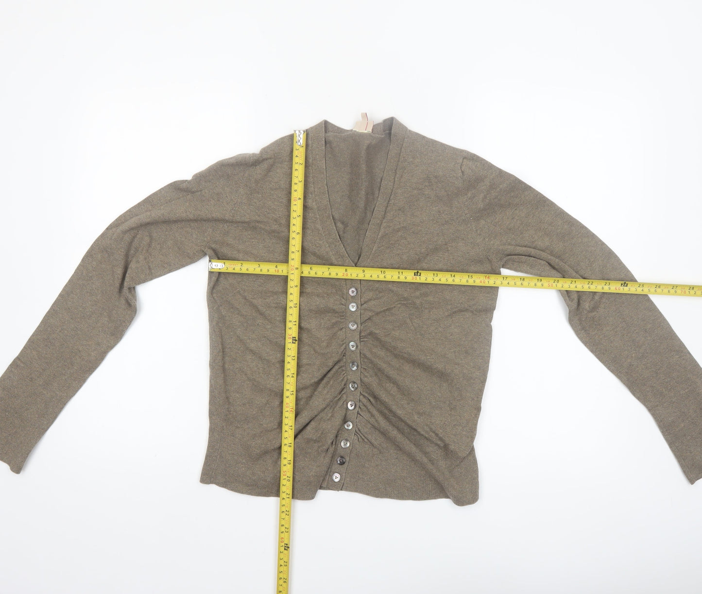 Whistles Womens Brown V-Neck Button Cardigan Size 12
