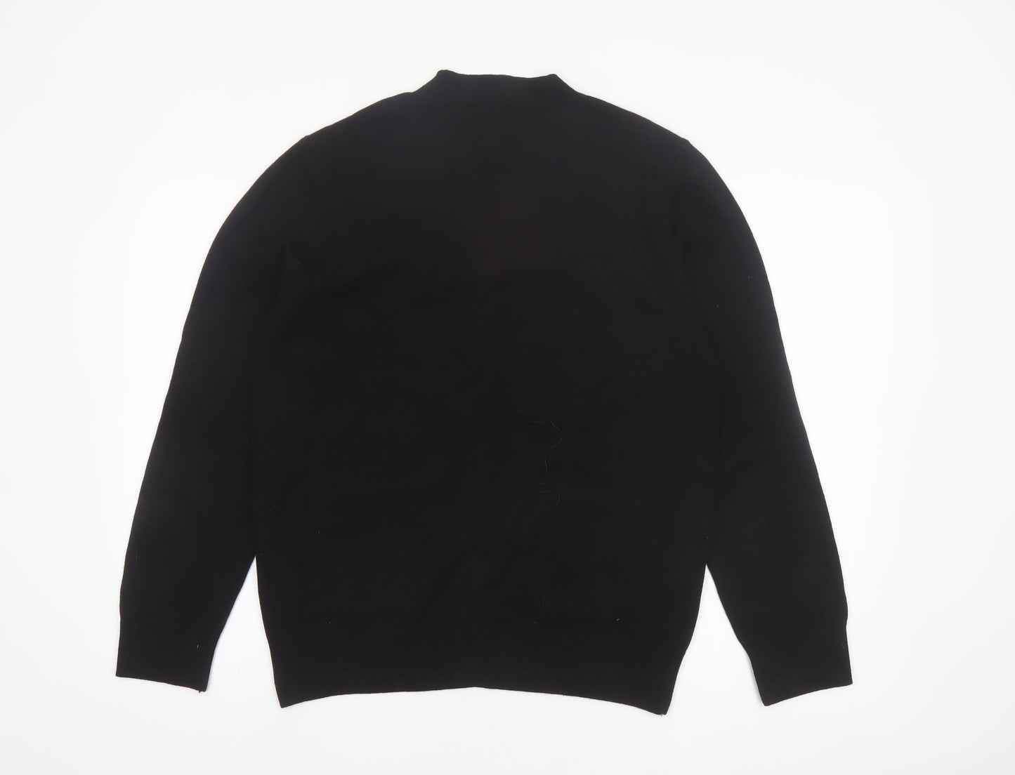 River Island Men's Black Cardigan Knit Jumper M Casual V-Neck