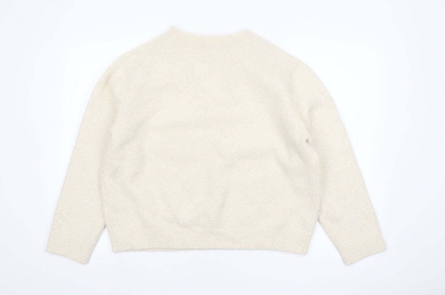 Marks and Spencer Women's Ivory V-Neck Wool Blend Pullover Jumper M