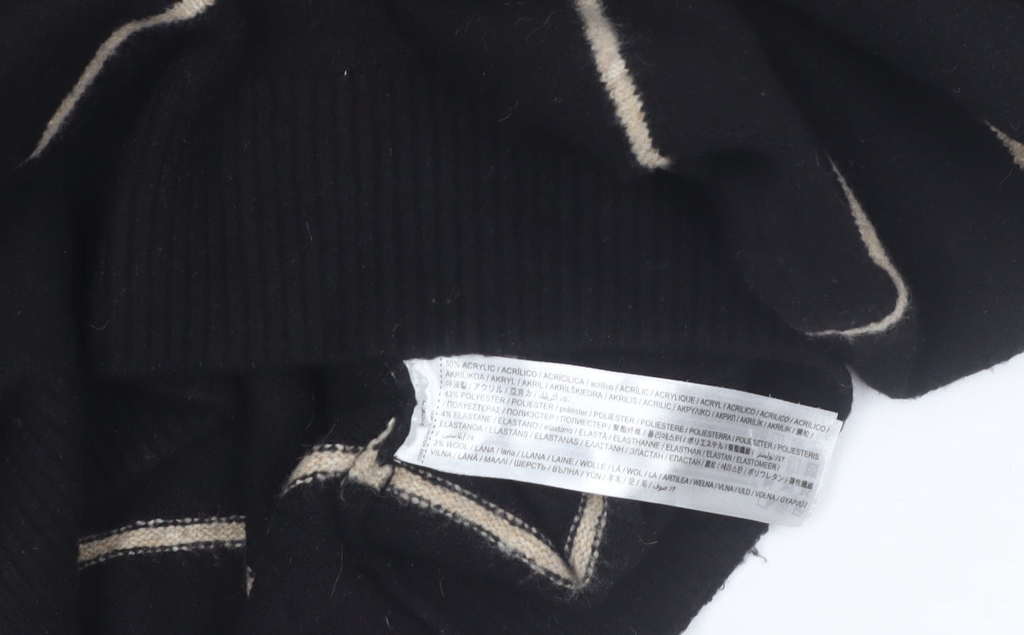 MNG Women Black Striped Knit Jumper Dress Size 12 Roll Neck
