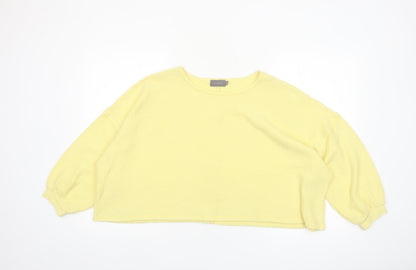 Mirrou Womens Yellow Cropped Knit Blouse Size S Relaxed Fit