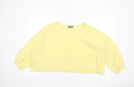 Mirrou Womens Yellow Cropped Knit Blouse Size S Relaxed Fit