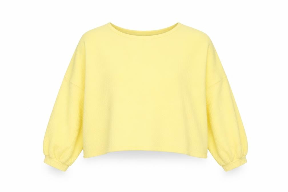 Mirrou Womens Yellow Cropped Knit Blouse Size S Relaxed Fit